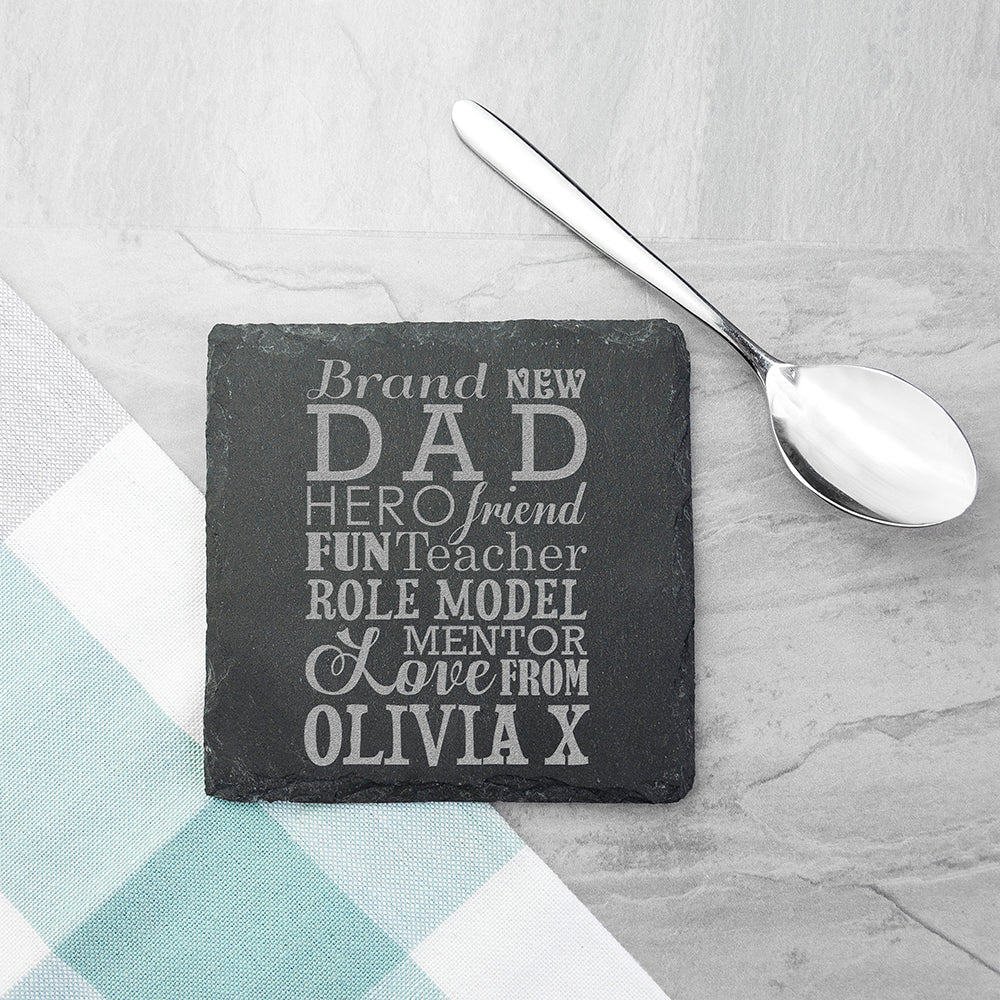 What A New Dad Means Square Slate Keepsake - treat-republic