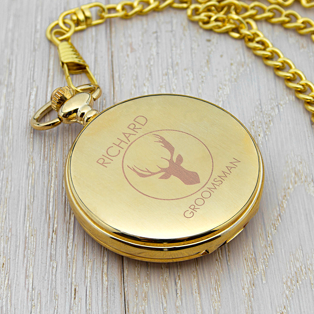 Personalised Groomsman Stag Pocket Watch - treat-republic