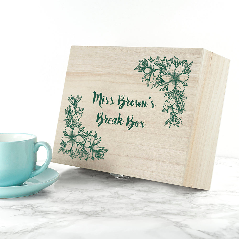 Personalised Teacher's Tea Break Box Floral Design - treat-republic