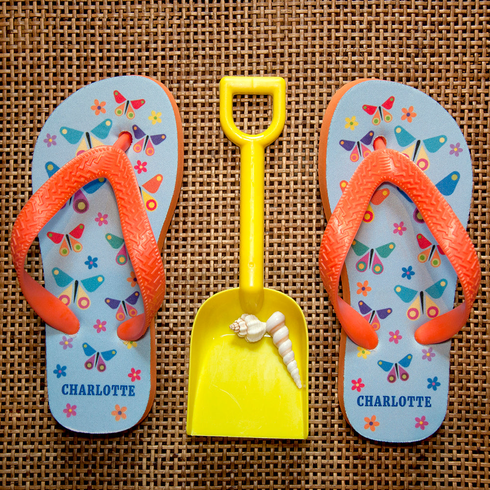 Fluttering Butterfly Child's Personalised Flip Flops - treat-republic