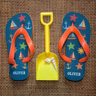 All The Fun At The Beach Child's Personalised Flip Flops In Navy - treat-republic