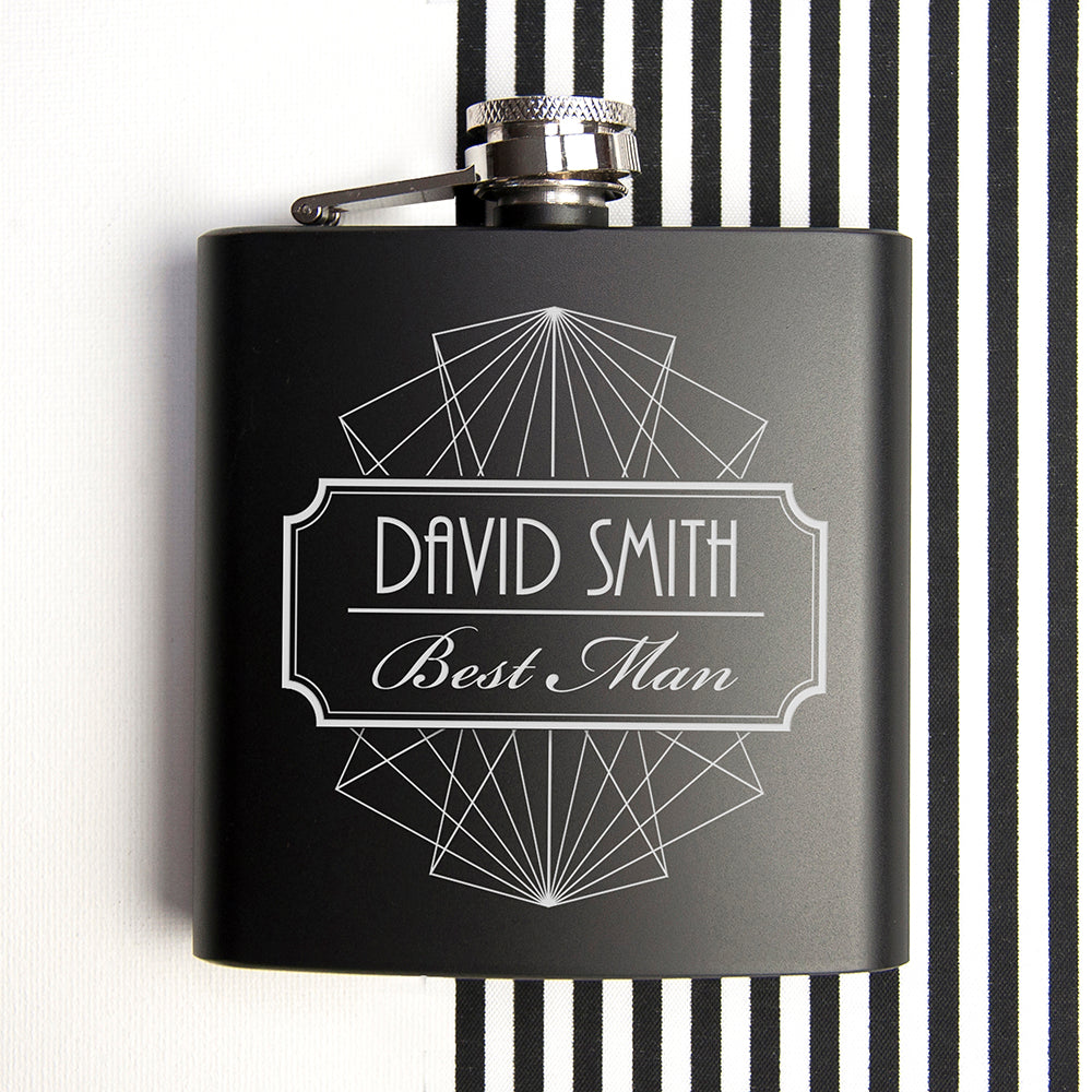 Thank You For Being My Best Man Black Matte Hip Flask - treat-republic