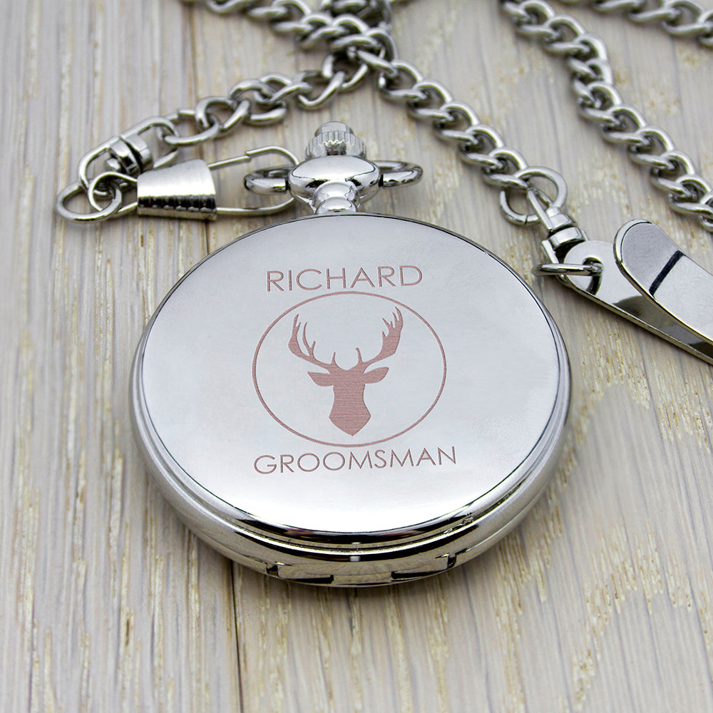 Personalised Groomsman Stag Pocket Watch - treat-republic