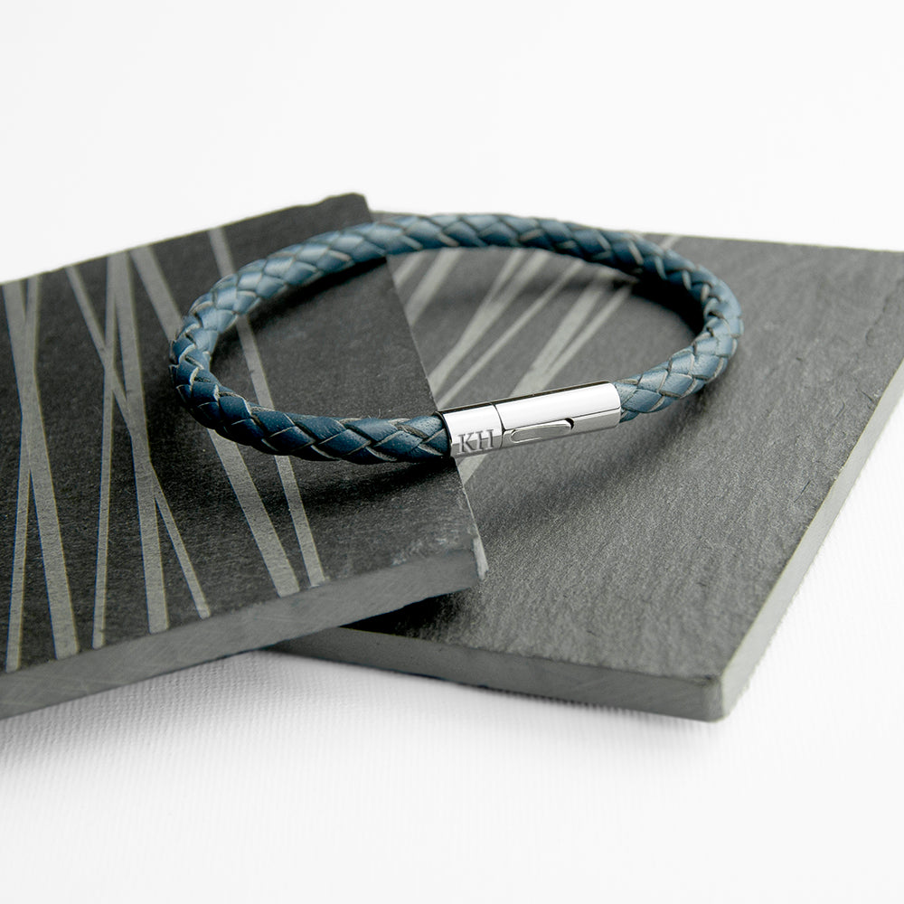 Personalised Men's Capsule Tube Woven Bracelet In Aegean Blue - treat-republic