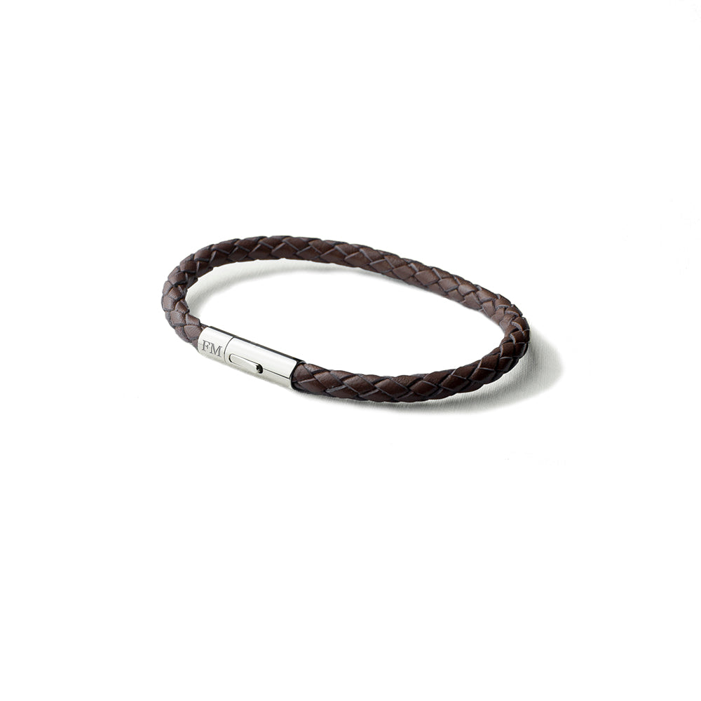 Personalised Men's Capsule Tube Woven Bracelet In Cedar Brown - treat-republic
