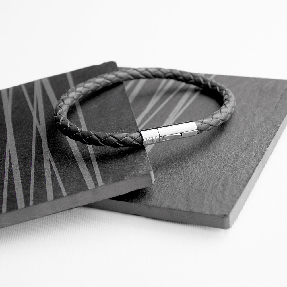 Personalised Men's Capsule Tube Woven Bracelet In Black - treat-republic