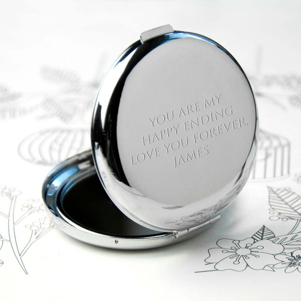 Personalised Silver Plated Lucky Sixpence Compact Mirror - treat-republic