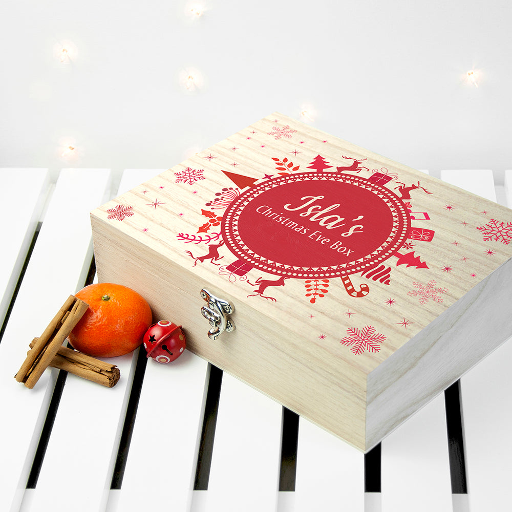 Personalised Christmas Eve Box With Snowflake Wreath - treat-republic