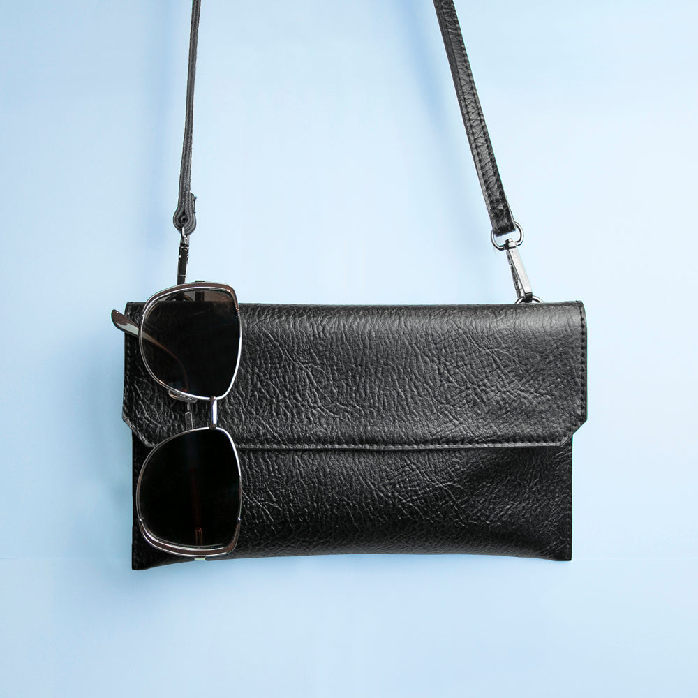 Personalised Black Leather Clutch Bag - treat-republic