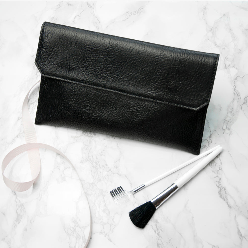 Personalised Black Leather Clutch Bag - treat-republic
