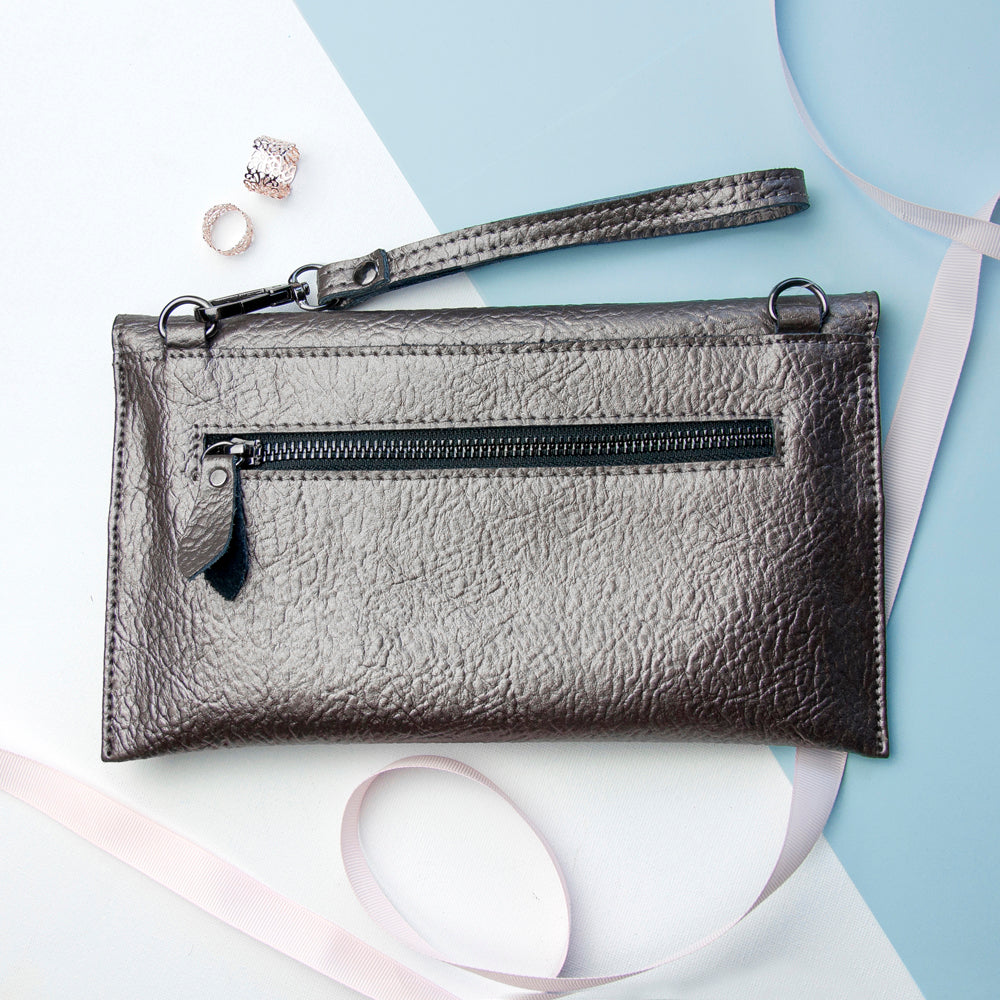 Personalised Metallic Leather Clutch Bag - treat-republic