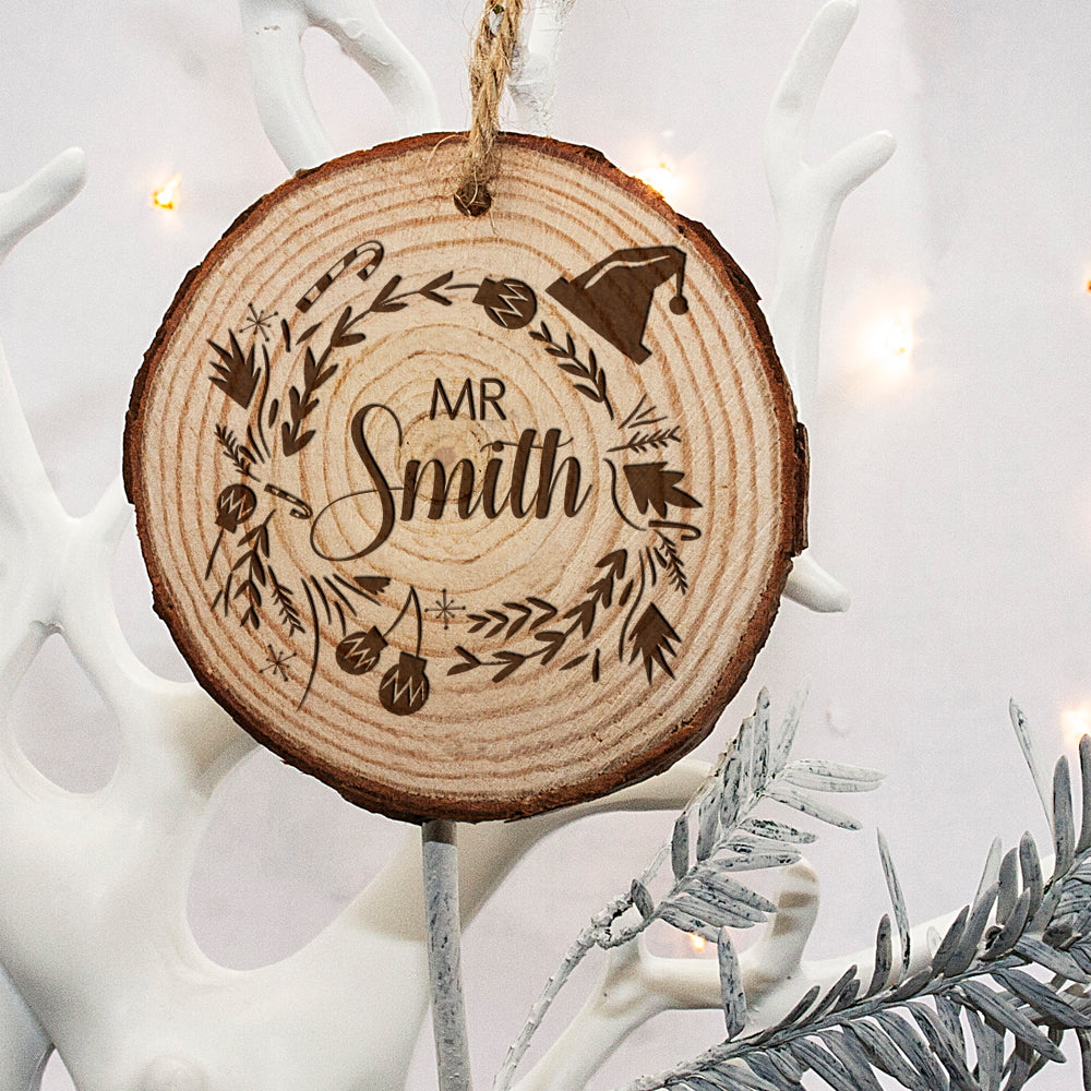Personalised Engraved Set of Two Couple's Christmas Tree Decoration - treat-republic