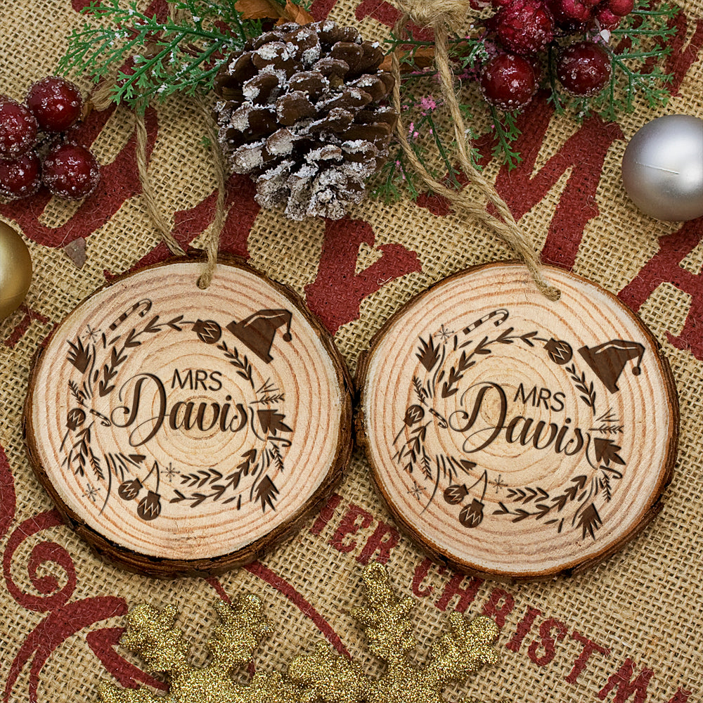 Personalised Engraved Set of Two Couple's Christmas Tree Decoration - treat-republic