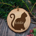 Personalised Engraved Cat Silhouette Christmas Tree Decoration - treat-republic