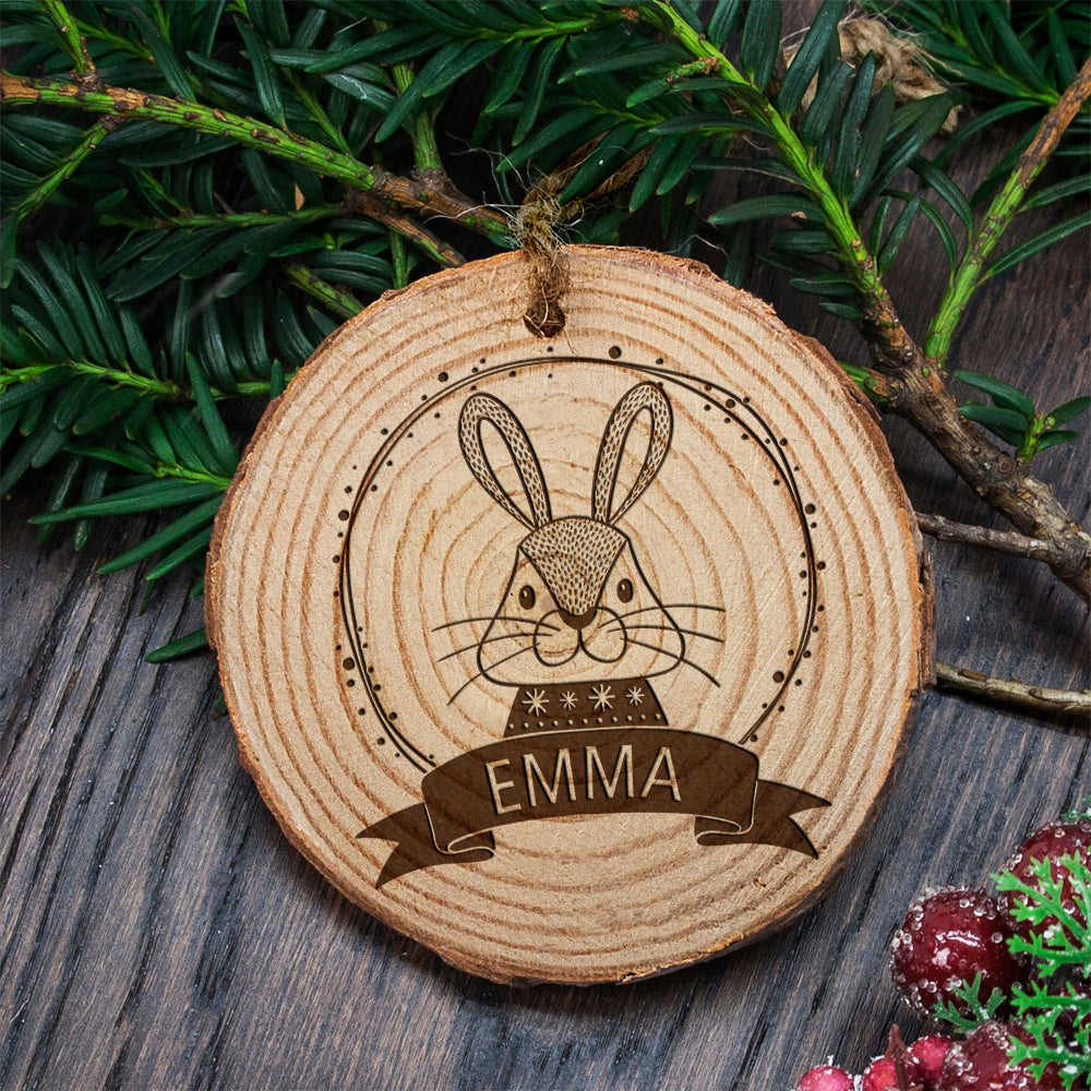 Personalised Woodland Rabbit Christmas Tree Decoration - treat-republic