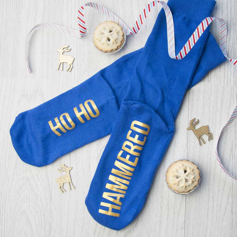 Personalised Cobalt Blue & Canary Yellow Christmas Day Socks - treat-republic