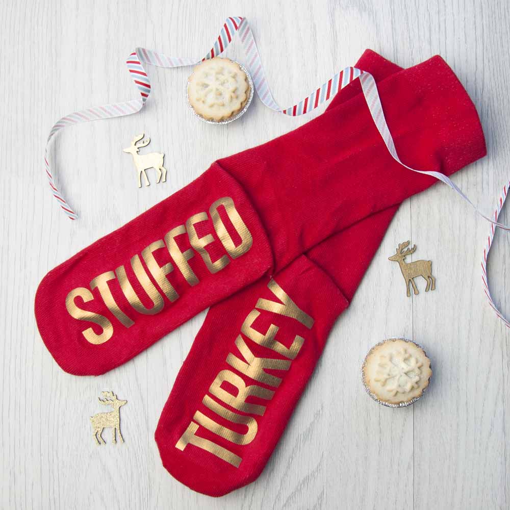 Personalised Crimson & Gold Christmas Day Socks - treat-republic