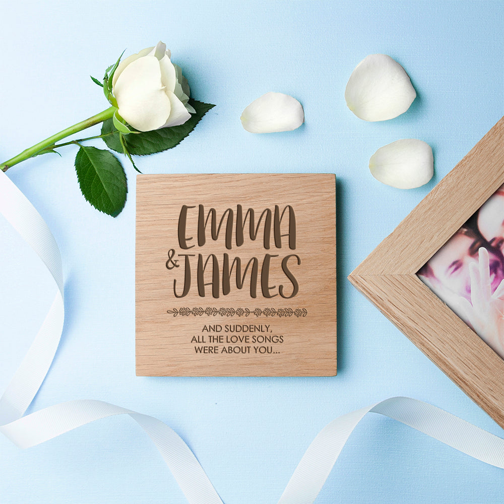 Personalised All About You Oak Photo Cube - treat-republic