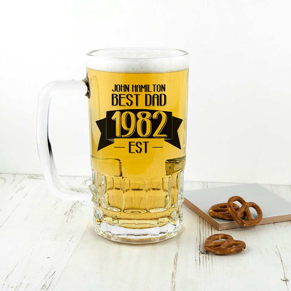 Dad Established In Beer Glass Tankard - treat-republic
