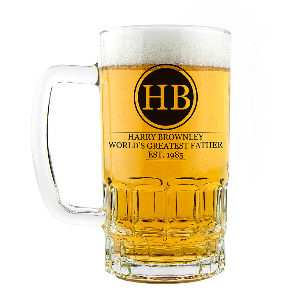 Initials Circled Beer Glass Tankard - treat-republic