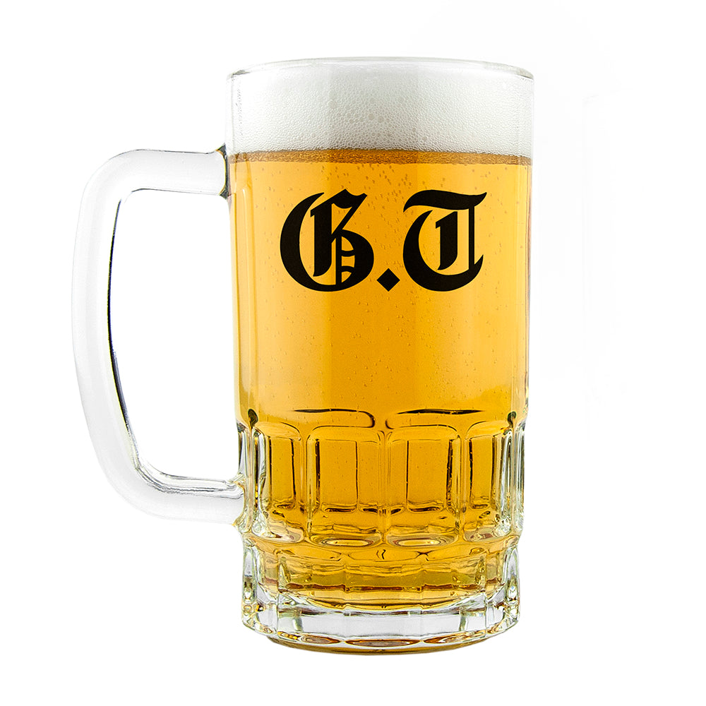Medieval Text Monogram Beer Glass Tankard - treat-republic