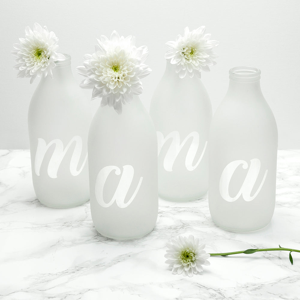Personalised Letter Milk Bottle Vases - treat-republic