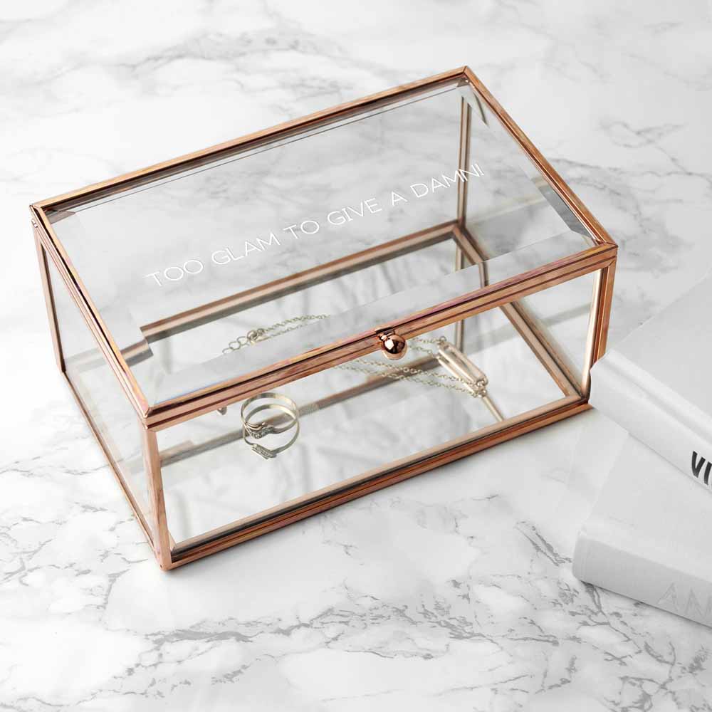 Personalised Rose Gold Glass Jewellery Box - treat-republic