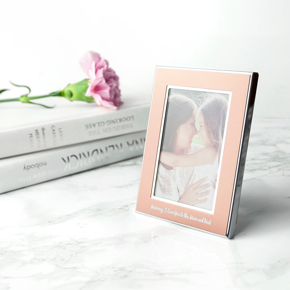 Personalised Small Rose Gold Metal Photo Frame - treat-republic
