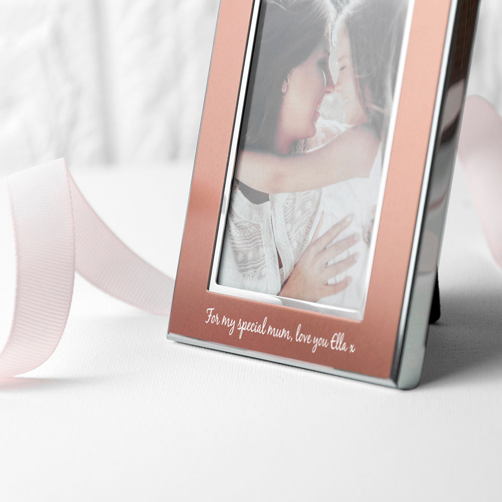 Personalised Small Rose Gold Metal Photo Frame - treat-republic