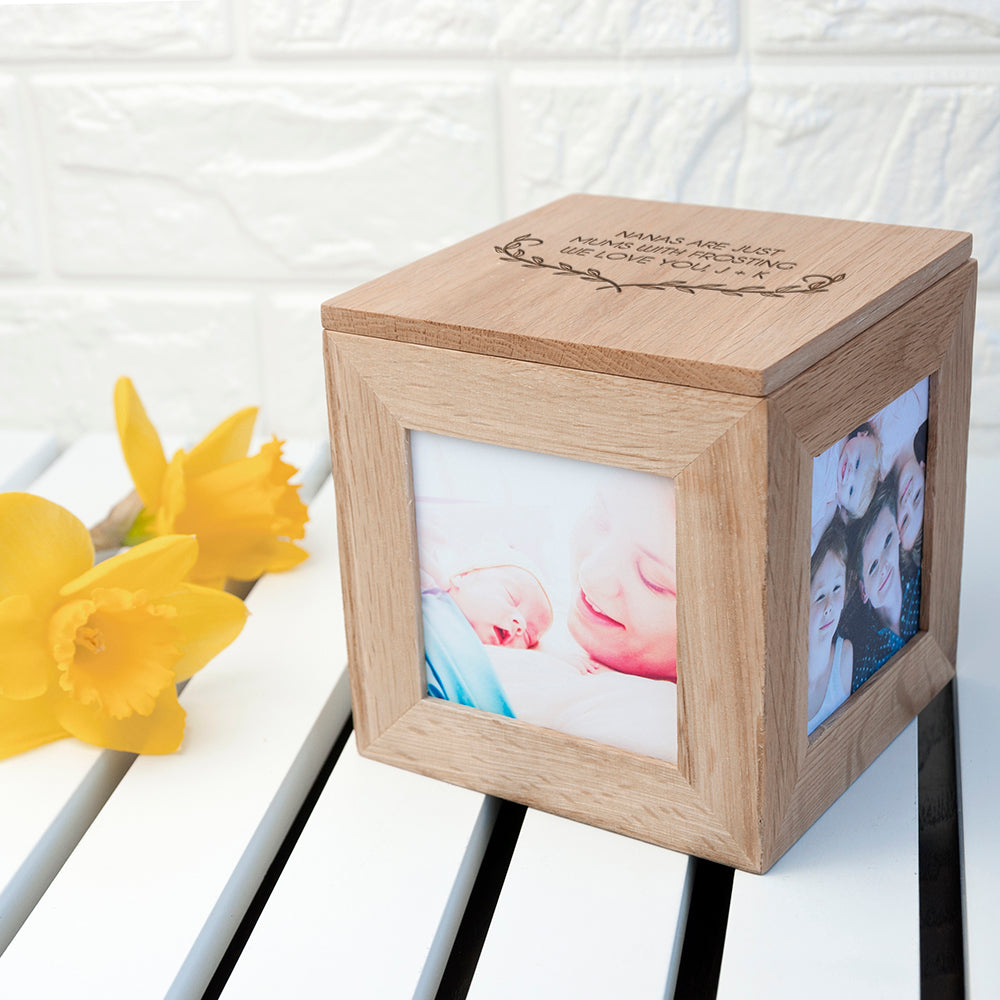 Personalised Mother's Love Oak Photo Cube - treat-republic