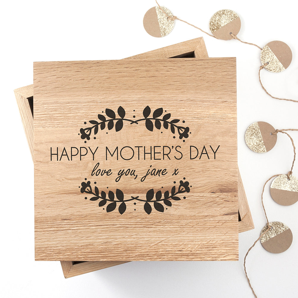 Personalised Happy Mother's Day Large Oak Photo Cube - treat-republic
