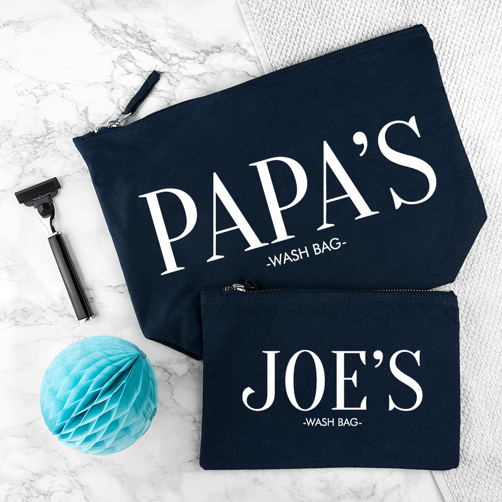 Personalised Daddy & Me Navy Wash Bags - treat-republic