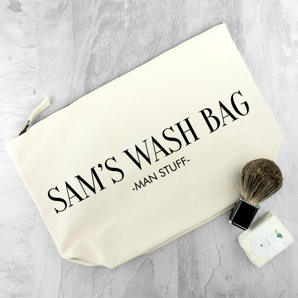 Personalised Men's Wash Bag in Cream - treat-republic