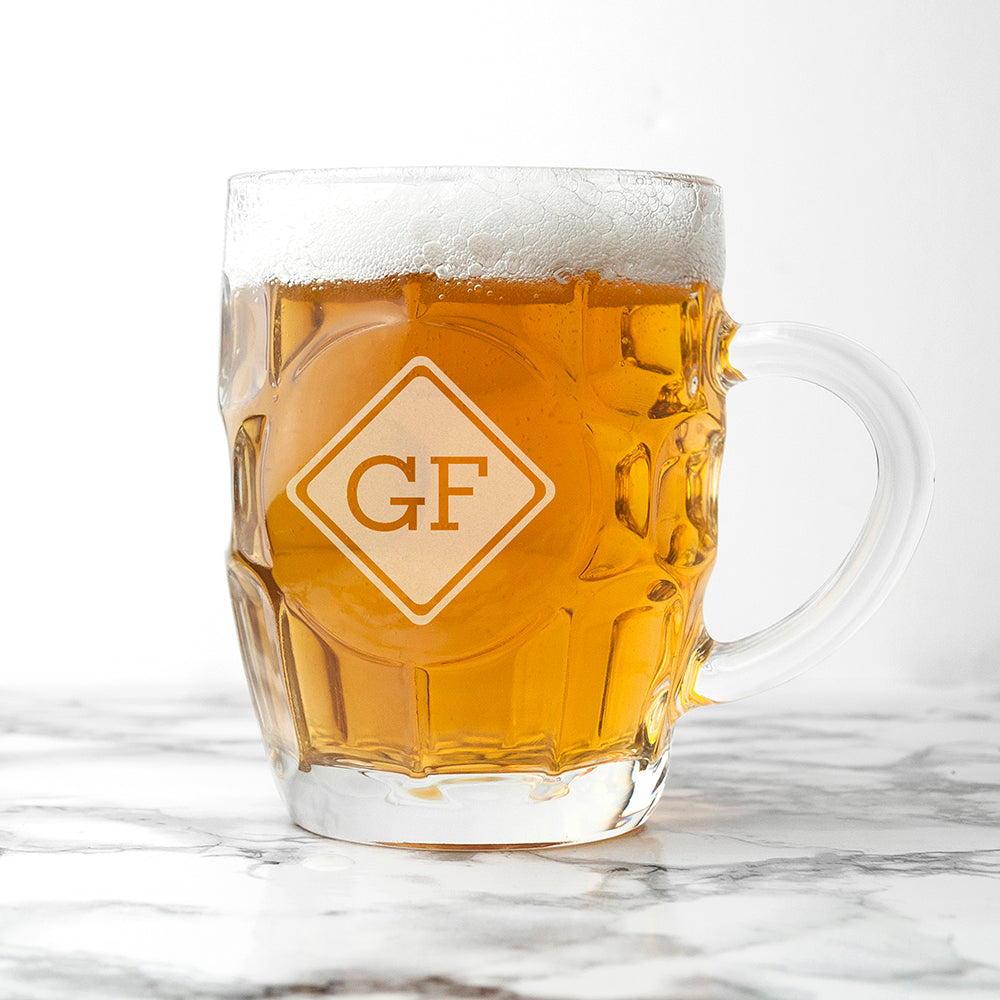 Diamond Monogrammed Dimpled Beer Glass - treat-republic