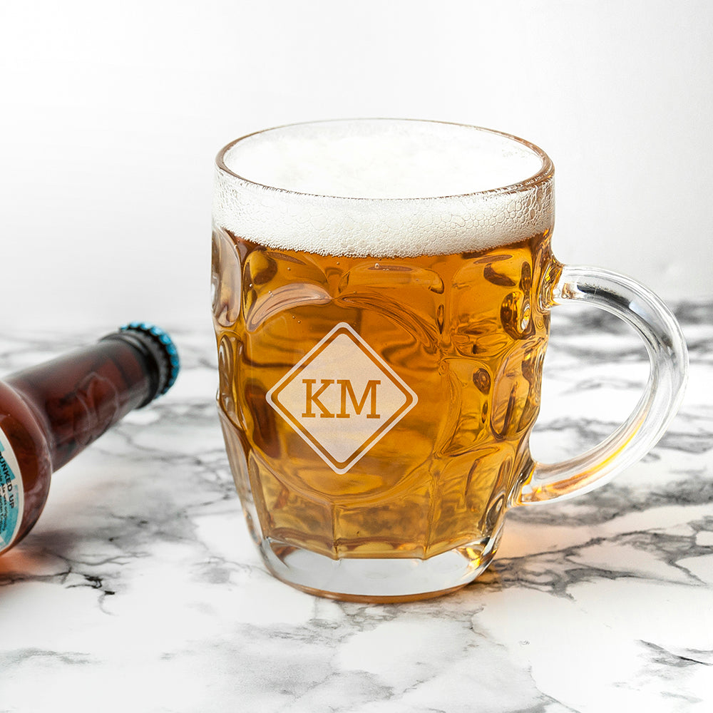 Diamond Monogrammed Dimpled Beer Glass - treat-republic