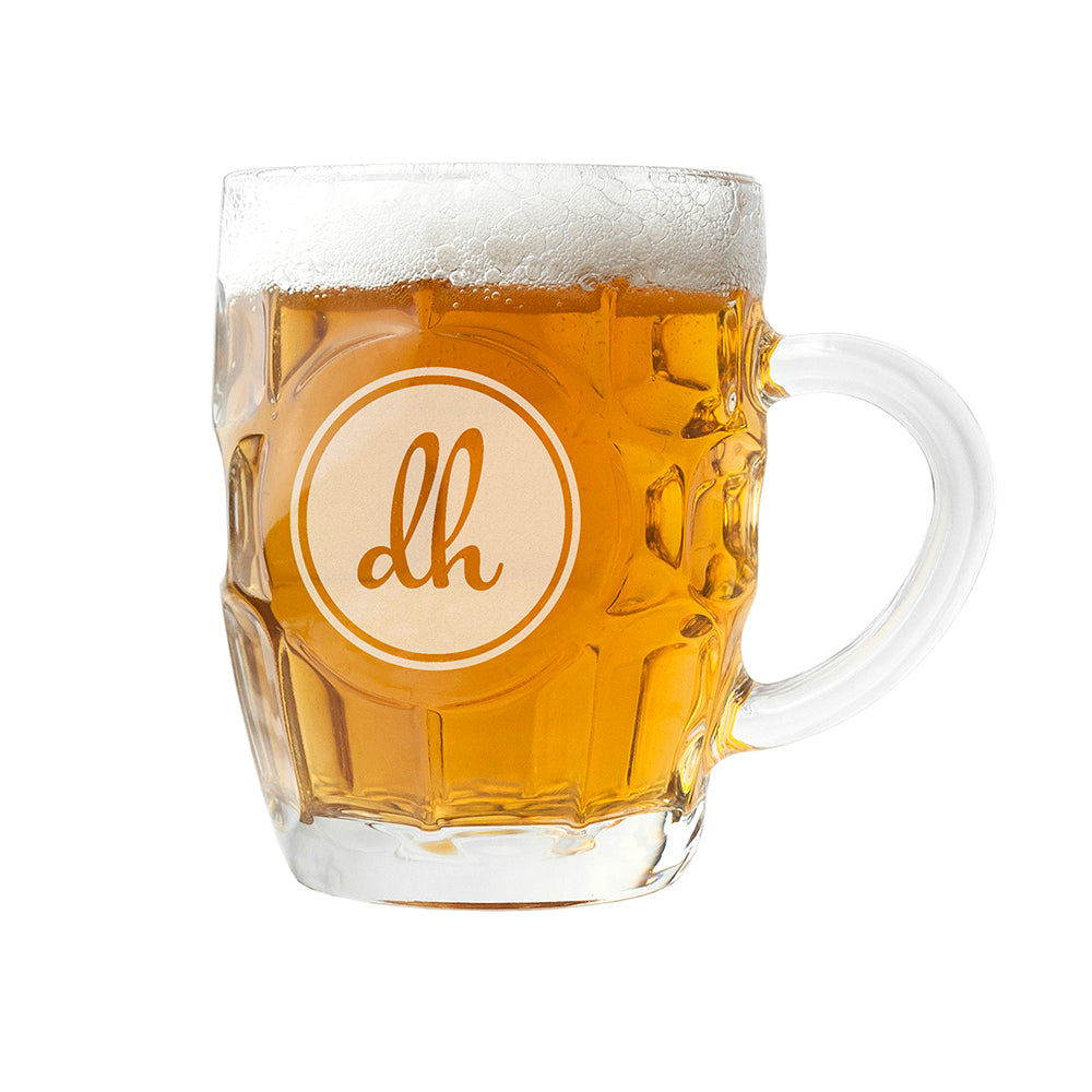 Round Monogrammed Dimpled Beer Glass - treat-republic