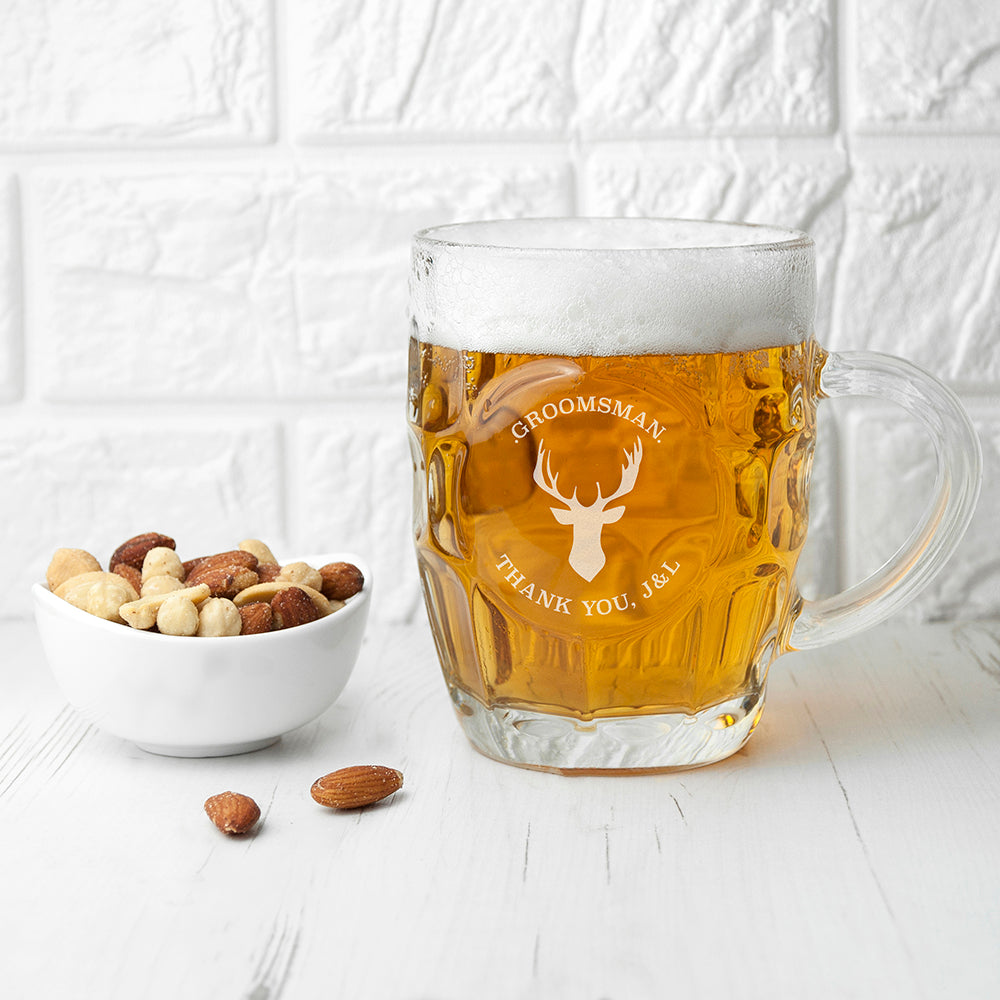 Personalised Stag Dimpled Beer Glass - treat-republic
