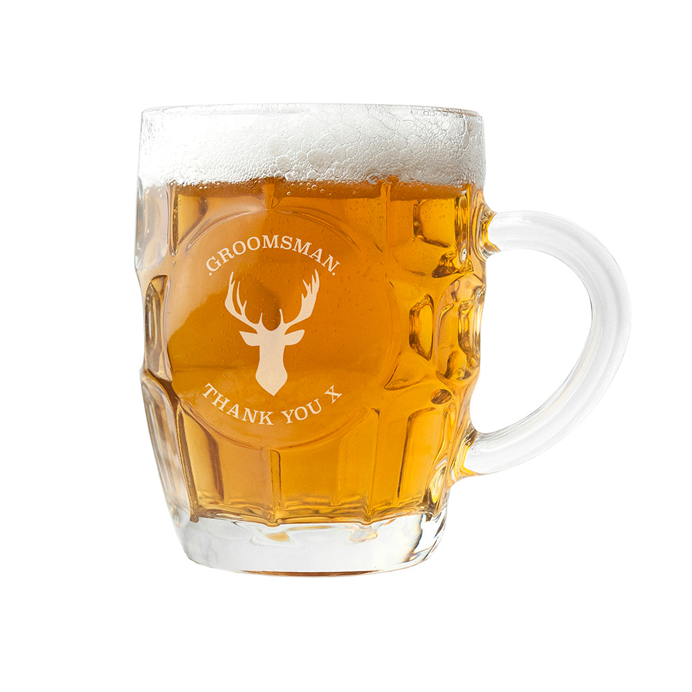 Personalised Stag Dimpled Beer Glass - treat-republic