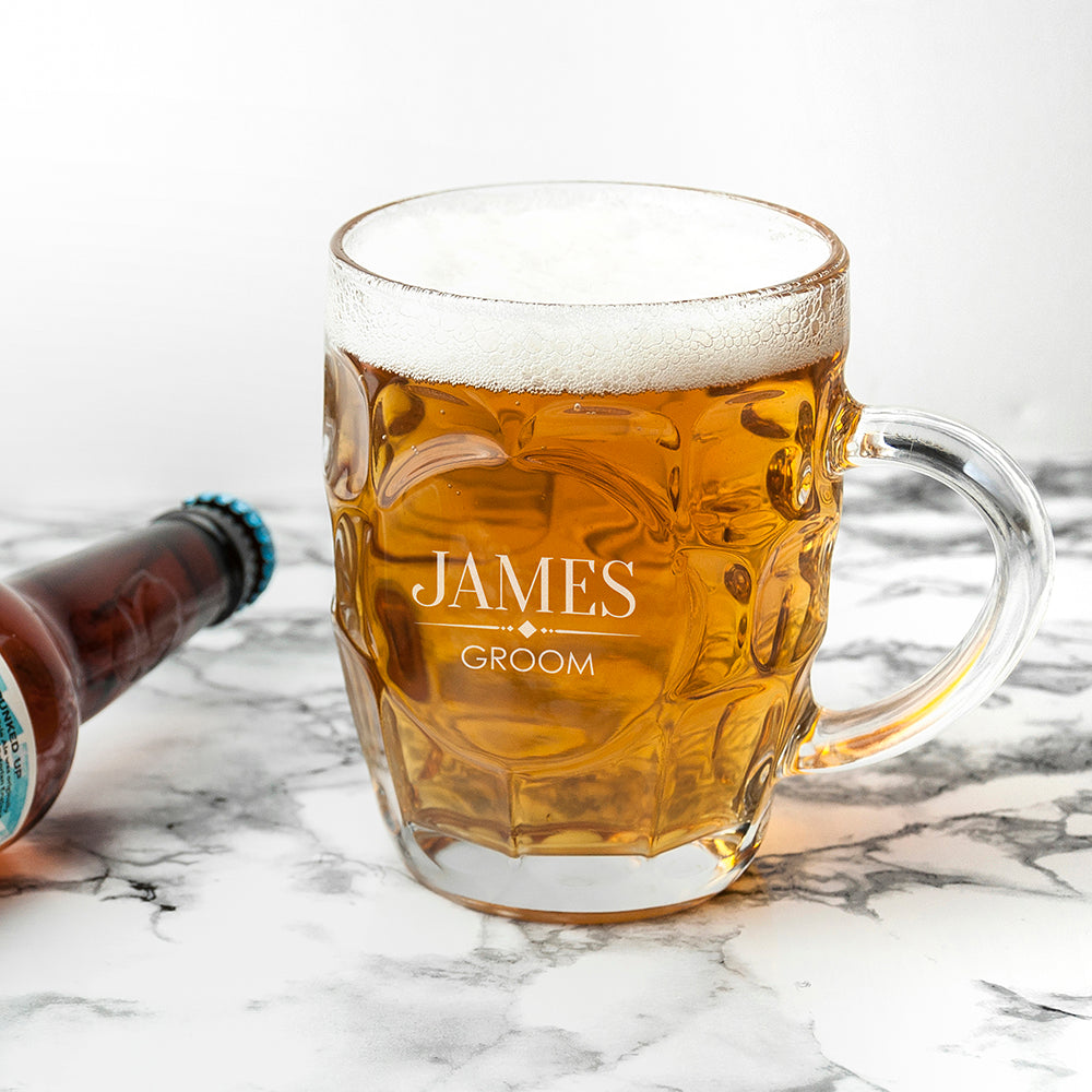 Personalised Wedding Dimpled Beer Glass - treat-republic