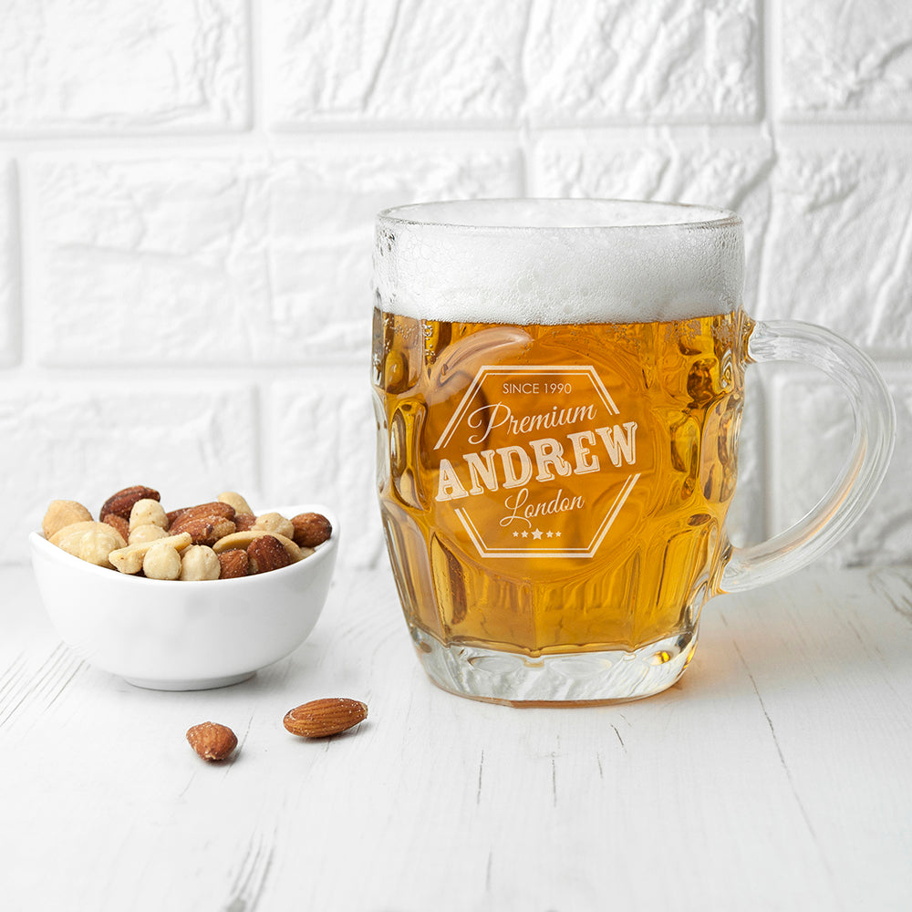 Personalised Premium Dimpled Beer Glass - treat-republic
