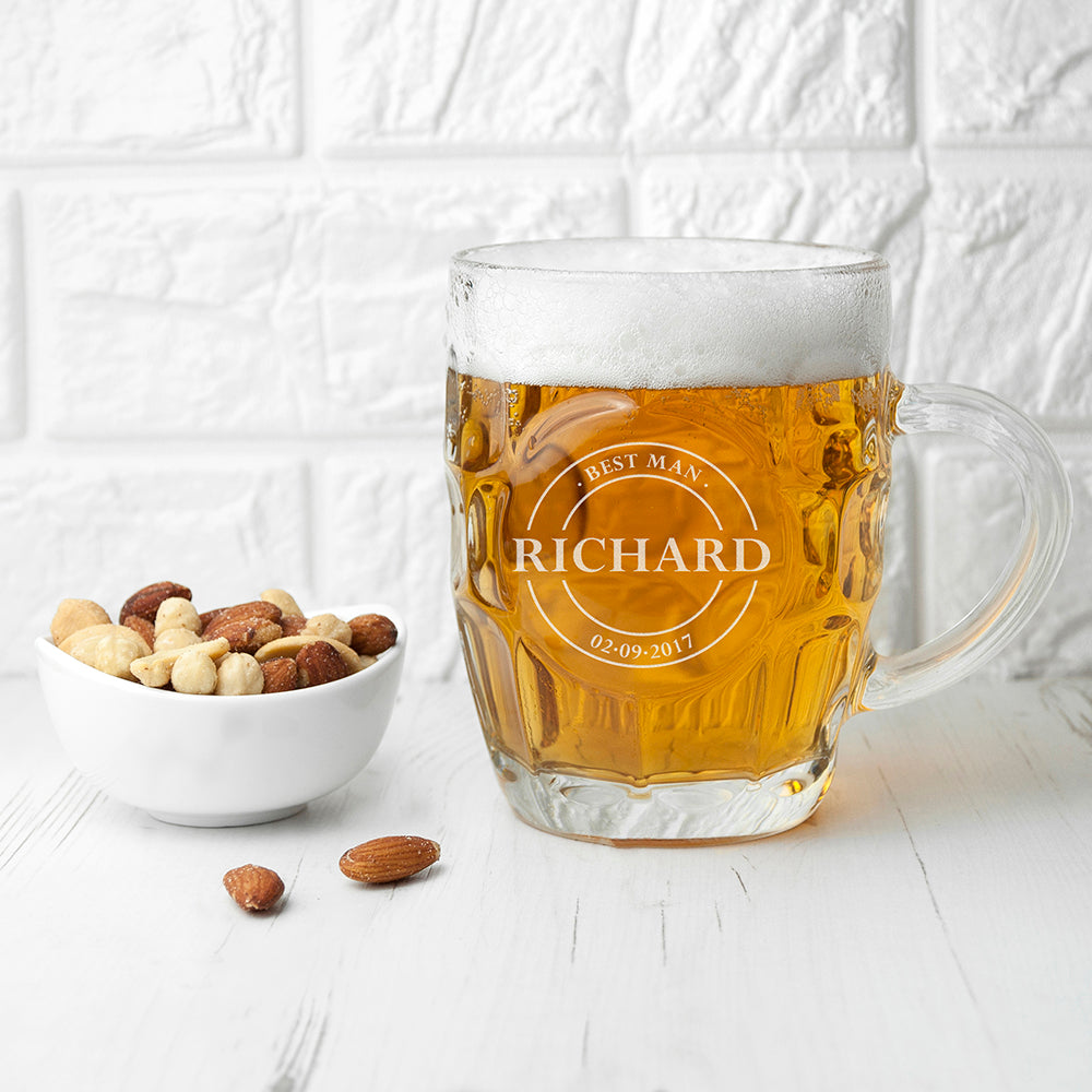 Personalised Emblem Dimpled Beer Glass - treat-republic