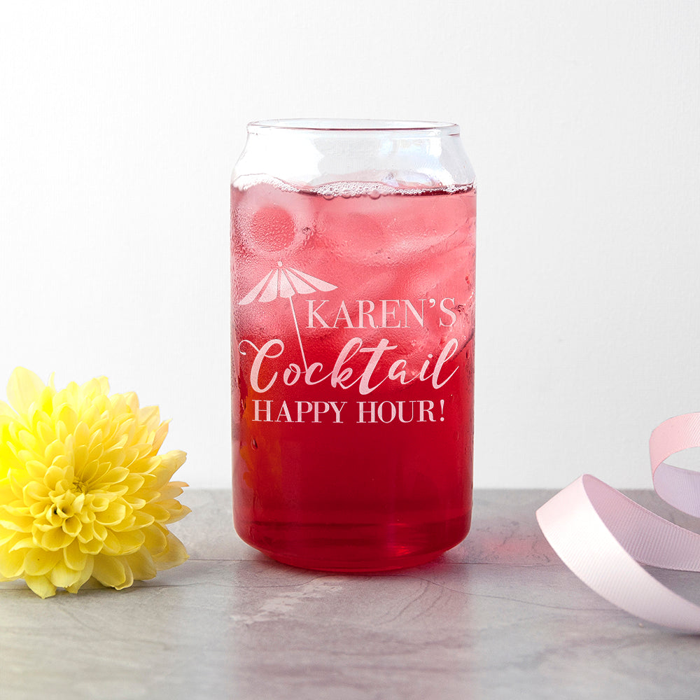 Personalised Happy Hour Can Glass - treat-republic