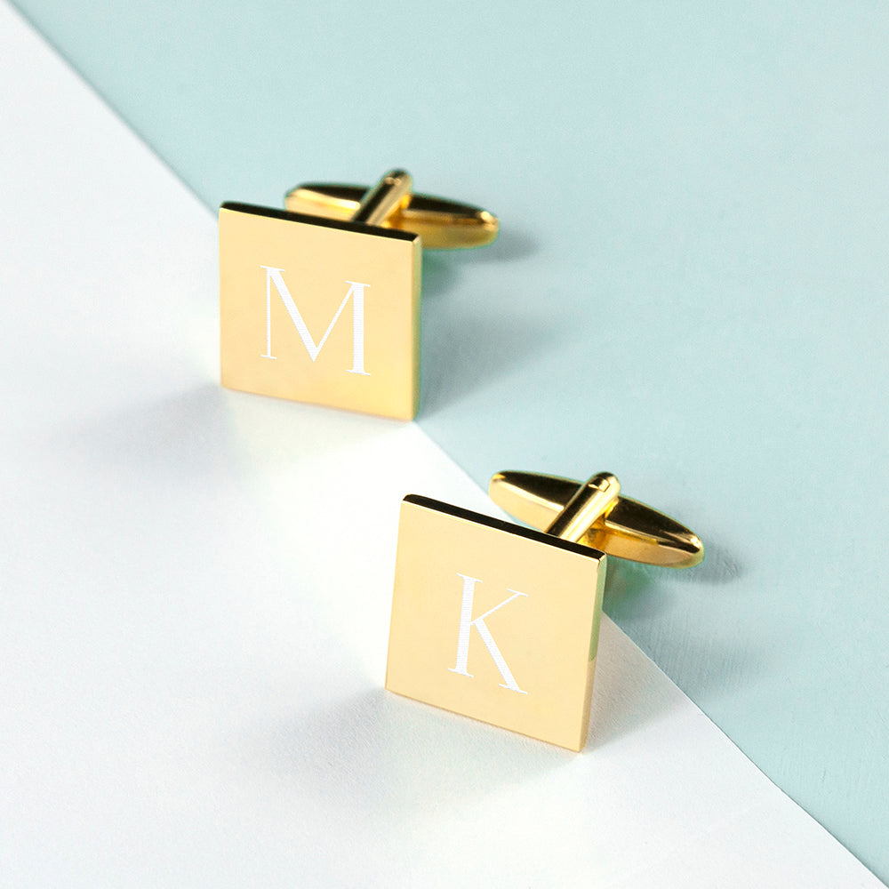 Personalised Square Gold Plated Cufflinks - treat-republic