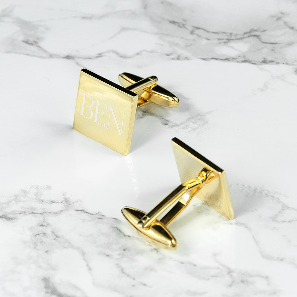 Personalised Square Gold Plated Cufflinks - treat-republic