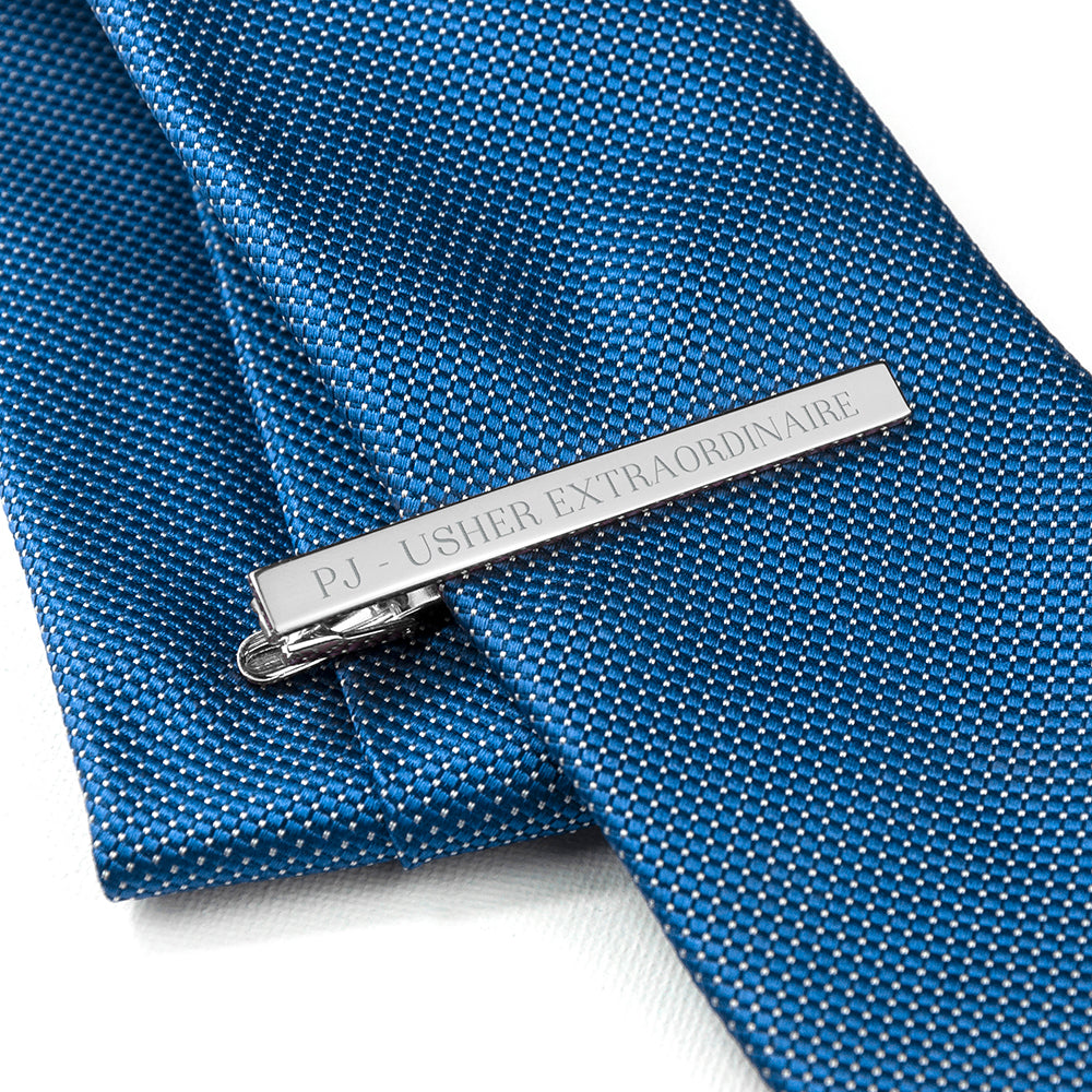 Personalised Rhodium Plated Tie Clip - treat-republic