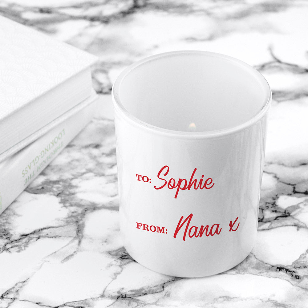 Personalised North Pole Stamped Glass Tealight Holder - treat-republic