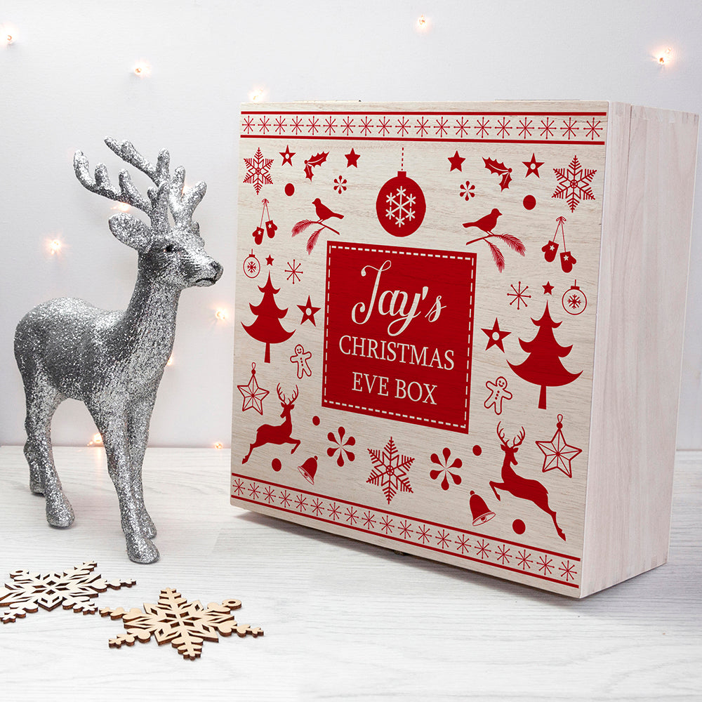 Personalised Festive Scandi Print Christmas Eve Box - treat-republic