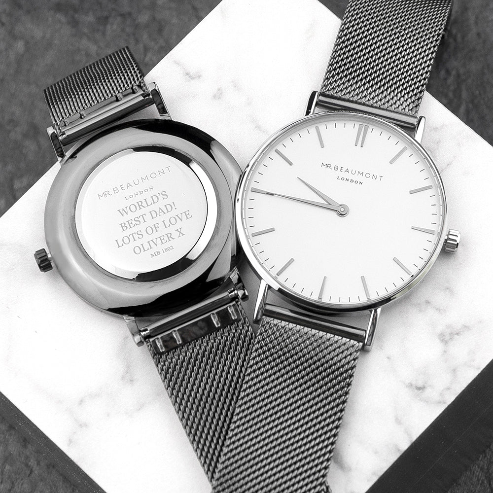 Mr Beaumont Personalised Men's Metallic Charcoal Grey Watch - treat-republic