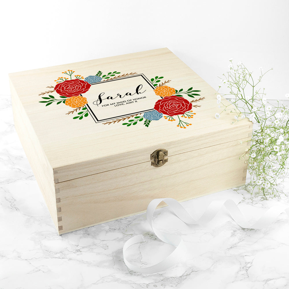 Personalised Vibrant Flower Frame Bridesmaid Box - treat-republic