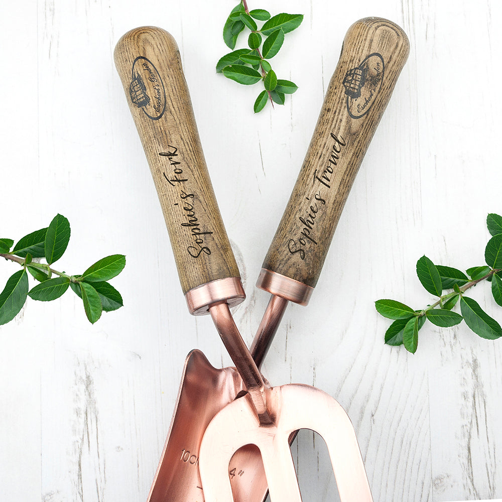 Personalised Luxe Copper Trowel and Fork Set - treat-republic